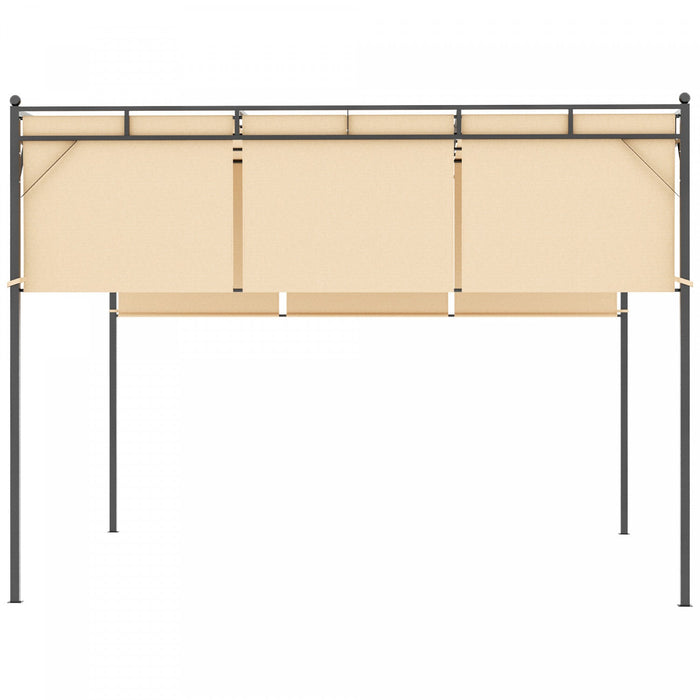 Outsunny 10' X 10' Patio Pergola, Patio Gazebo Sun Shade Shelter With Retractable Canopy, Steel Fram