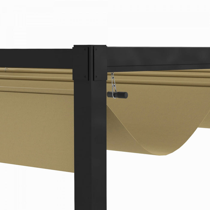 Outsunny 13' X 10' Patio Pergola With Retractable Canopy, Khaki