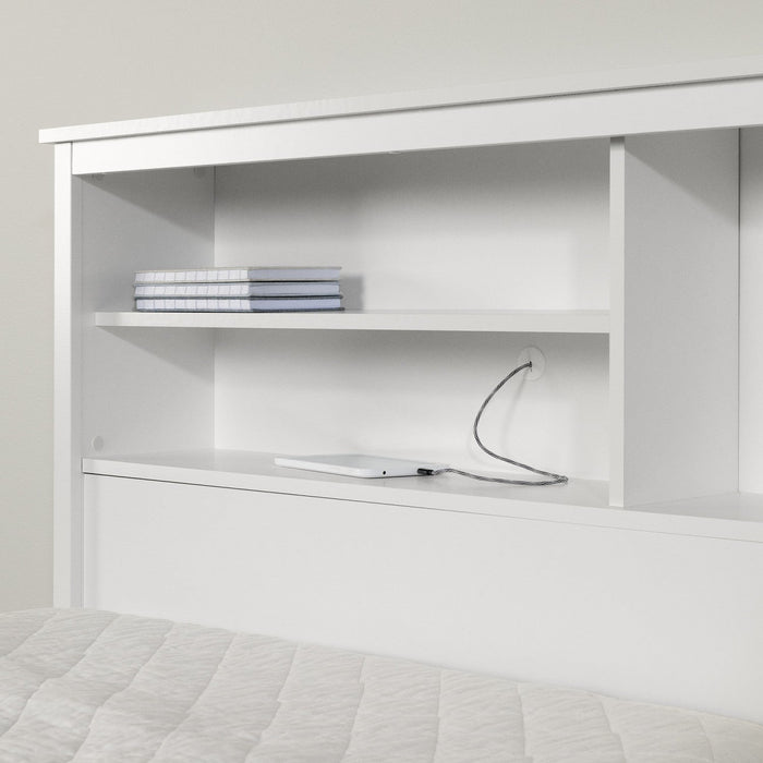 Vito Bookcase Headboard With Storage - Pure White 
