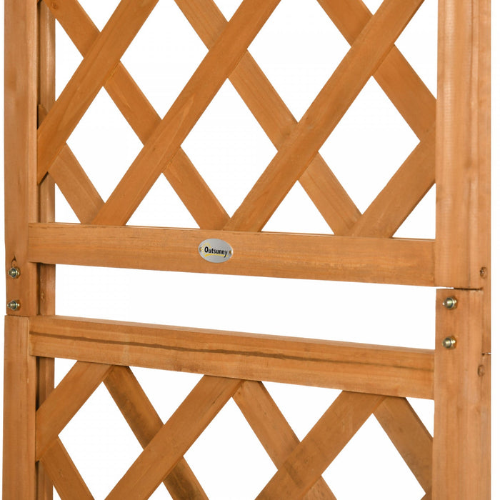 Outsunny 7.7ft Garden Arch With Planter Boxes Wooden Trellis Arbor, Brown