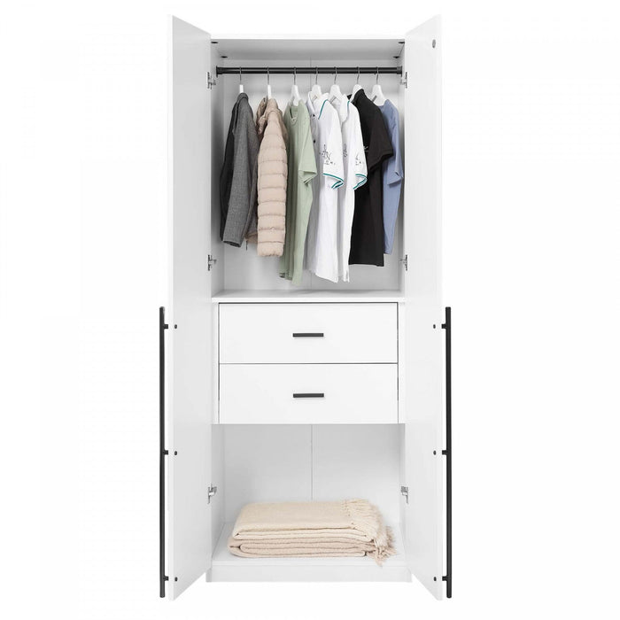 Lee Modern 32\" Wardrobe Closet in White Armoire 