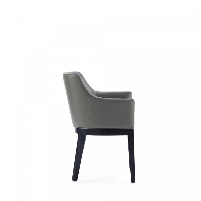 Gansevoort Modern Wood Vegan Leather Armchair in Graphite - Set of 2 
