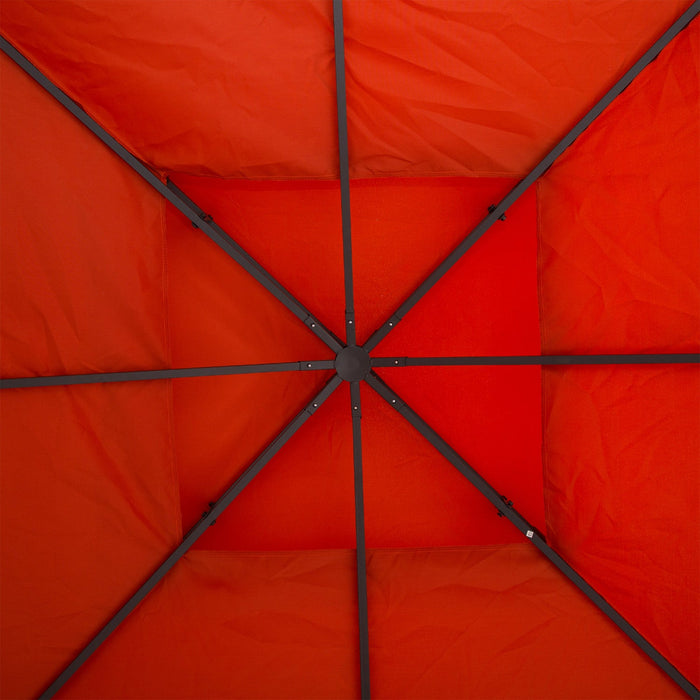 Outsunny 9.8' X 9.8' Square 2-tier Gazebo Canopy Replacement Top Cover Outdoor Garden Sun Shade, Red