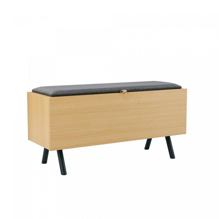 Paloma Modern Accent Storage Bench in Light Oak Armoire 