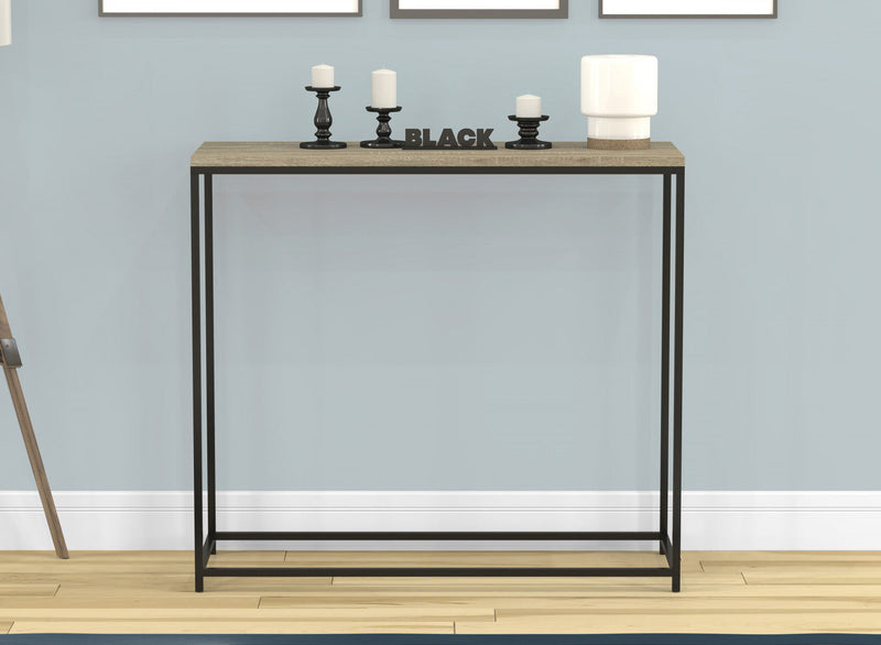 31” Modern Console Table - Dark Taupe With Black Metal 