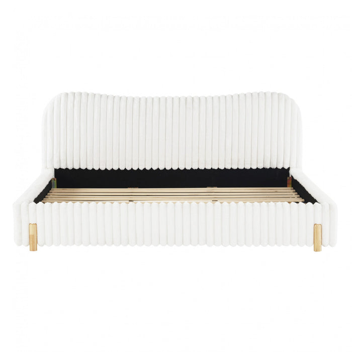 Luna Upholstered Bed with Plush Headboard,King Size - White 