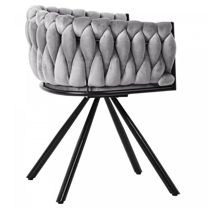 Amelia Velvet Swivel Dining Chairs with Tufted Upholstered and Metal Legs Set of 6, Grey  