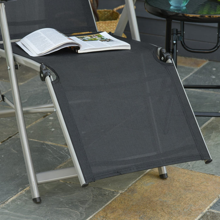 Outsunny Foldable Lounge Chair With Adjustable Backrest & Footrest, Black