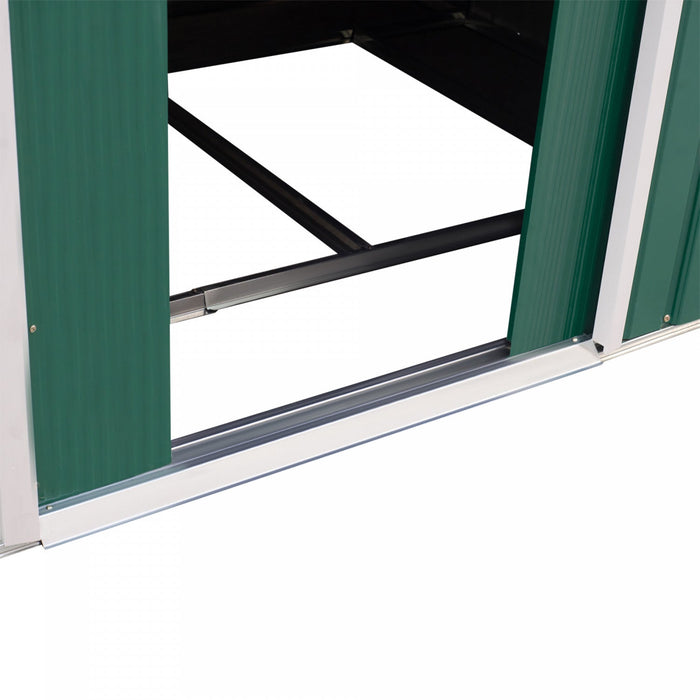 Outsunny 9' X 6' Garden Storage Shed With Floor Foundation, Metal Tool Storage House With Double Doo