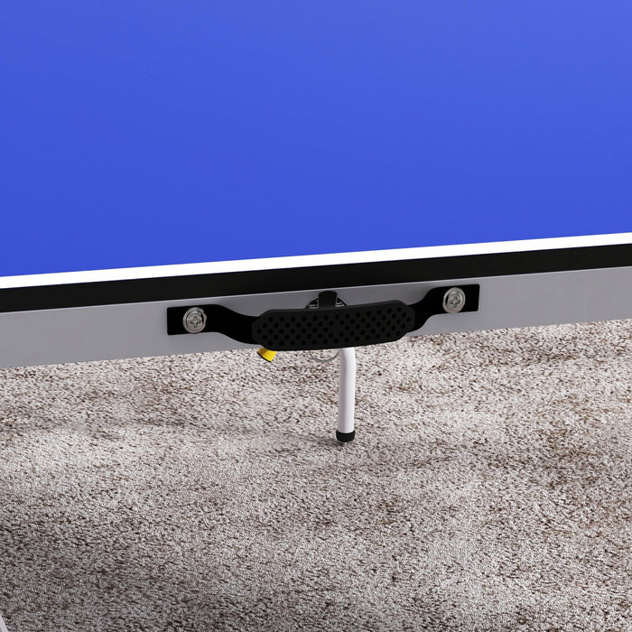 Soozier Full Size Ping Pong Table, Fold Into Quarters, Portable Table Tennis Table With Net, Paddles