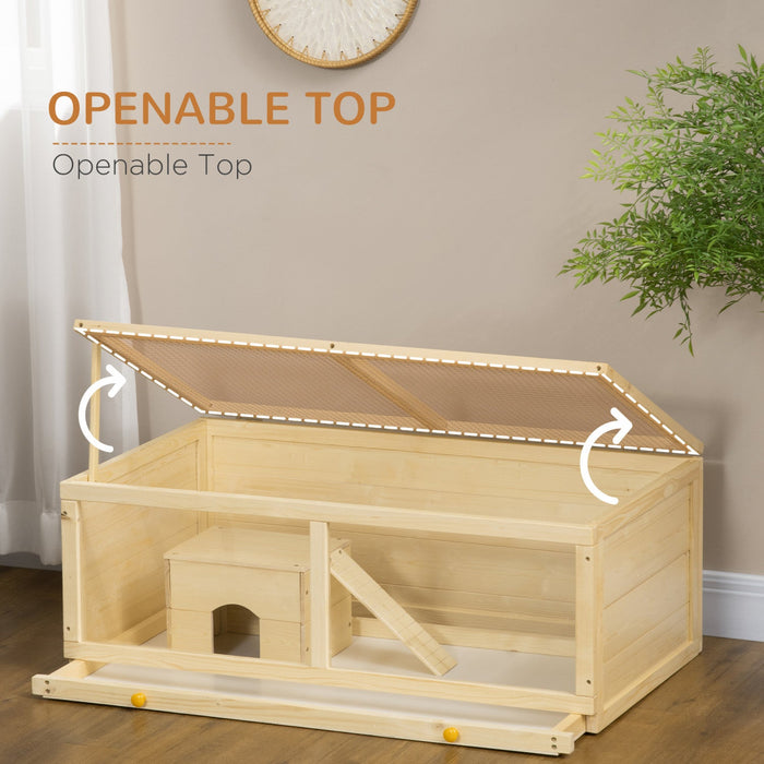 Pawhut Wooden Hamster Cage, Small Animals Kit Hutch, Exercise Play House For Dwarf Hamsters, Gerbils