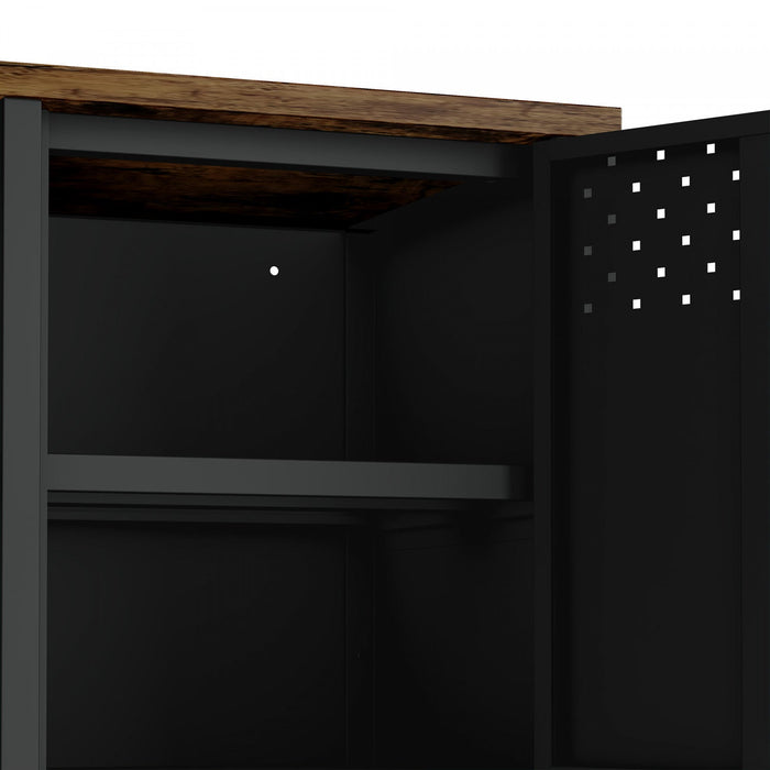 Landen Modern 47\" Metal Storage Cabinet in Black Armoire 