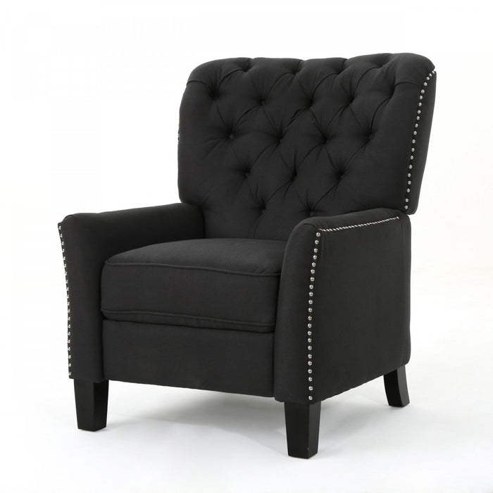 Lily Linen-look Fabric Push Back Recliner Chair With Rivet Accents,antique Dark Grey Accent Chair 