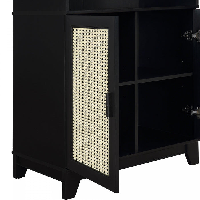 Sheridan Mid-Century Modern 31\" Bookcase Cabinet in Black (7-Shelf) - Set of 2 