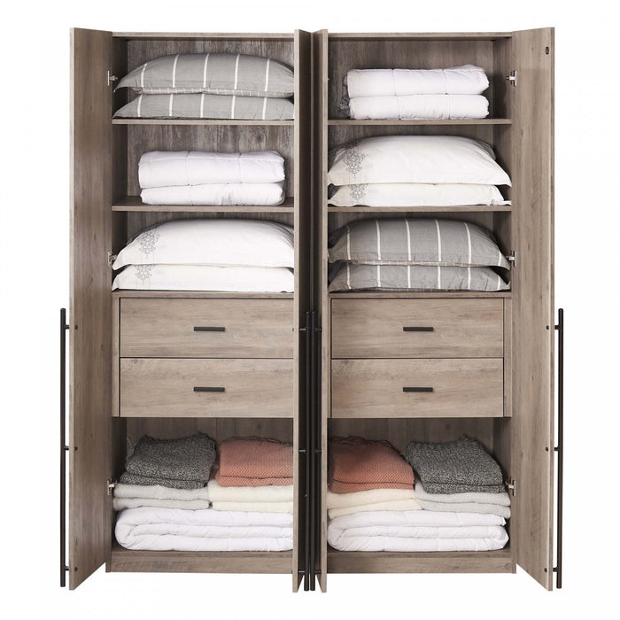 Lee Modern 32\" Wardrobe Closet in Rustic Gray - Set of 2 Armoire 