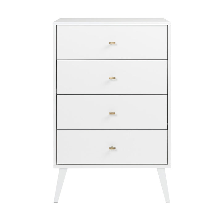 Milo Tall 4-Drawer Chest - White