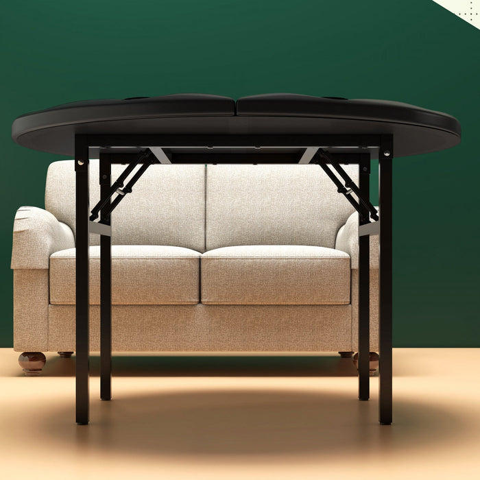 Soozier 47\" Foldable Poker Table 8 Player Blackjack Game Table, Black