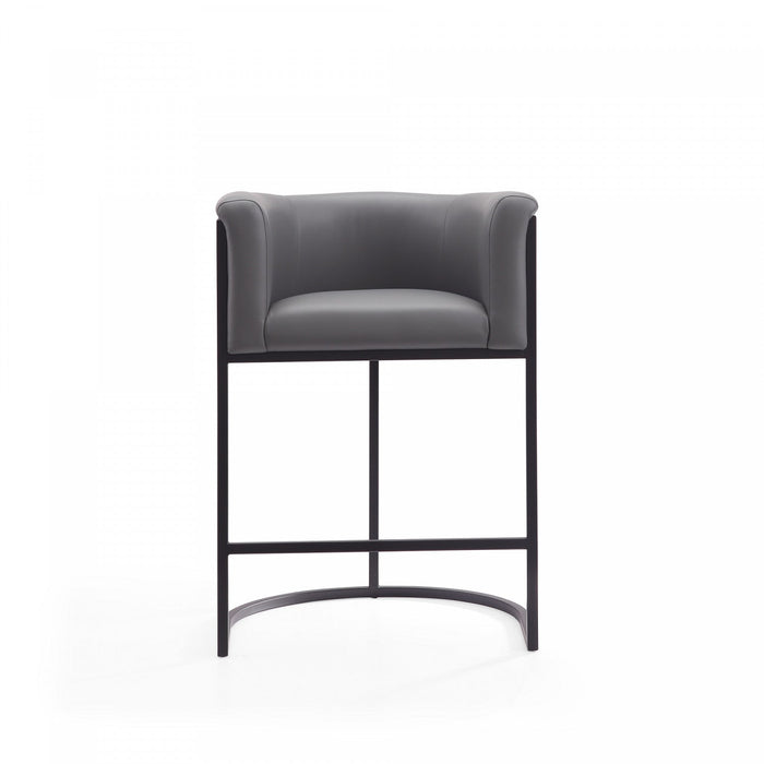 Cosmopolitan Mid-Century Modern Metal Upholstered Counter Stool in Gray - Set of 3 Bar Stool 