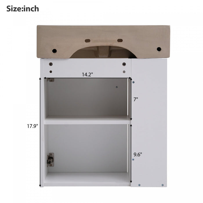 Rachel 21.6\" Floating Bathroom Vanity With Ceramic Basin, Soft-close Door, And Left Side Storage 