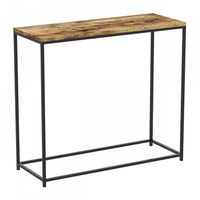 31” Modern Console Table - Brown Reclaimed Wood With Black Metal 