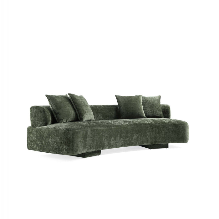 Verandah Mid-Century Modern 112\" Chenille Sofa in Olive Green 