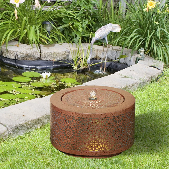 Outsunny Outdoor Water Fountain With Led Lights Garden Waterfall Fountain