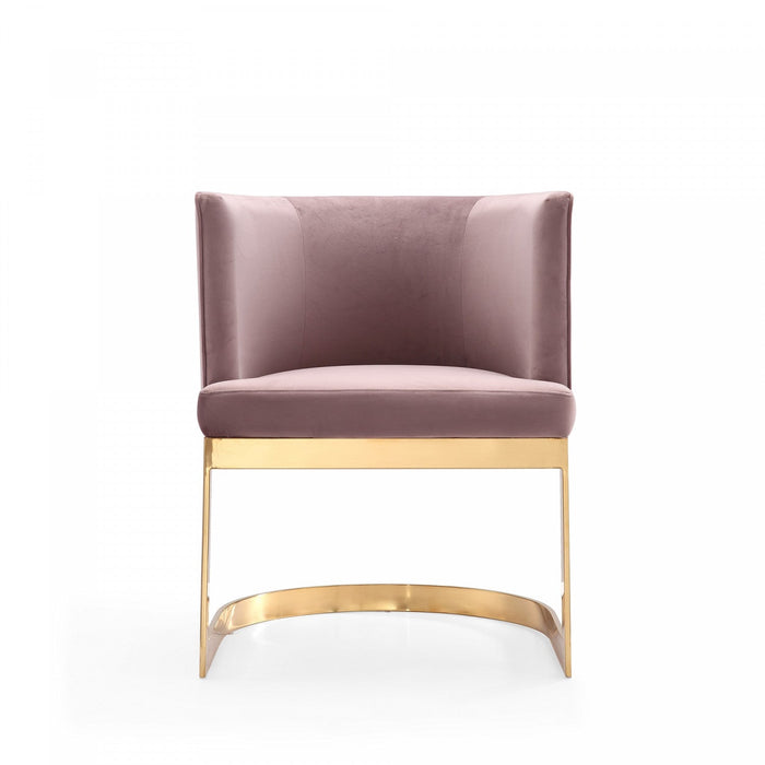 Aura Modern Velvet Metal Dining Chair in Blush - Set of 2 