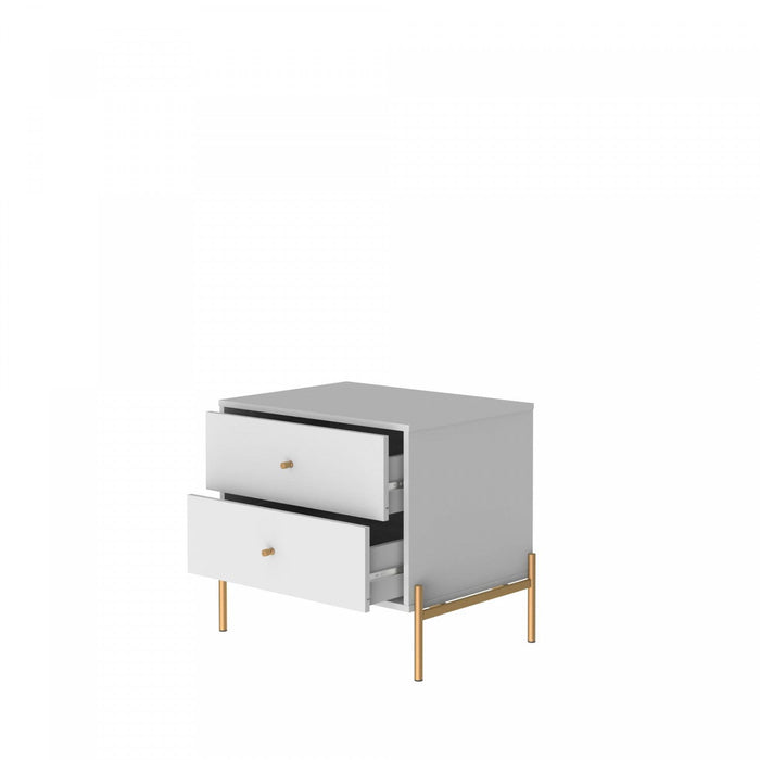Jasper Modern 25\" Nightstand in White (2-Drawer) - Set of 2 