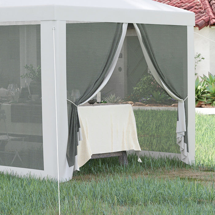 Outsunny 10' X 28' Party Tent Outdoor Canopy Garden Sun Shade With 8 Mosquito Mesh Netting And Zippe