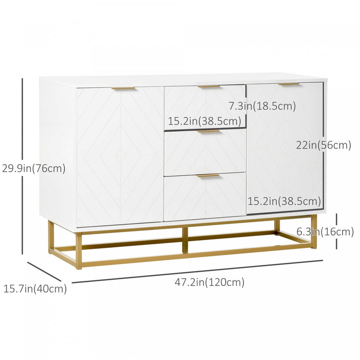 HOMCOM 3-Drawer Storage Cabinet Sideboard for Dining Room, Living Room