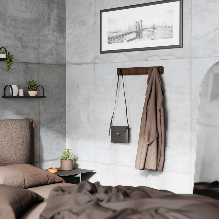 Umbra 5 Flip Wall-Mounted Hooks - Black and Walnut