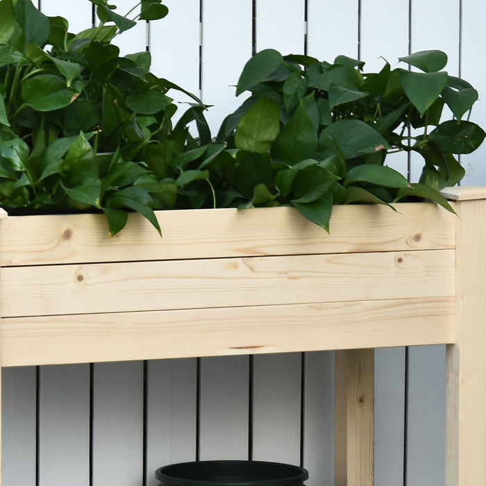 Outsunny 34''x18''x30'' Elevated Planter Box With Legs Wooden Patio Raised Garden Bed Outdoor Flower
