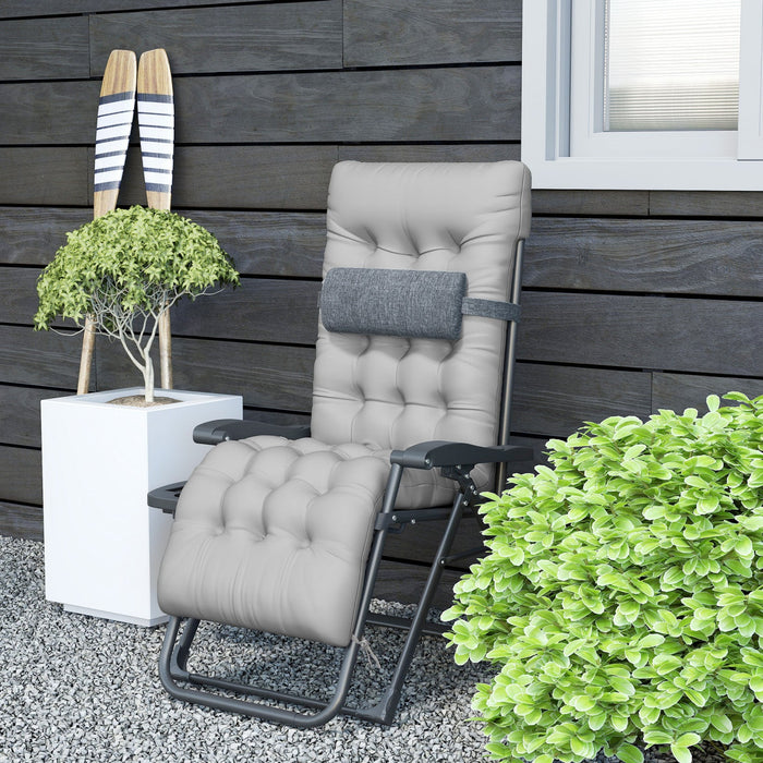 Outsunny Padded Zero Gravity Chair, Folding Recliner Chair, Grey