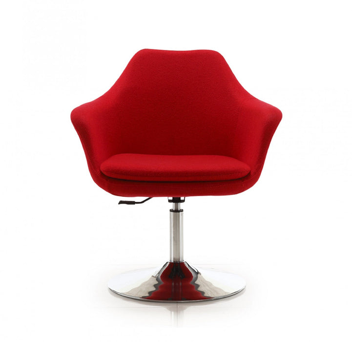 Kinsey Modern Wool Blend Swivel Lounge Chair in Red - Set of 2 Accent Chair 