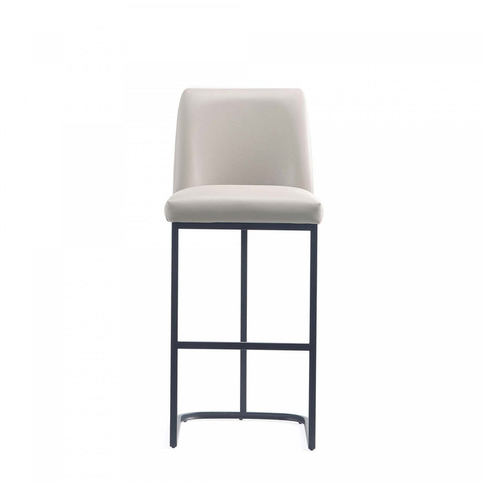 Serena Modern Metal Upholstered Barstool in Light Gray - Set of 2 Bar Stool 