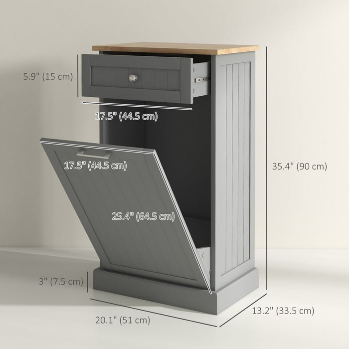 HOMCOM Tilt Out Trash Cabinet, Hidden Garbage Bin Cabinet with Drawer