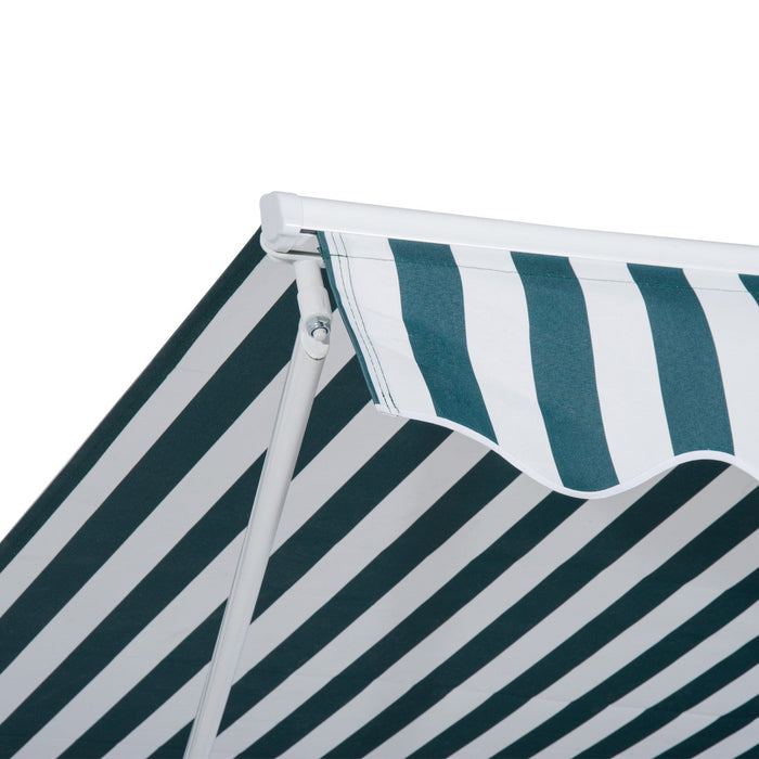 Outsunny 10' X 8' Manual Retractable Awning Shelter W/ Crank, Green Stripe