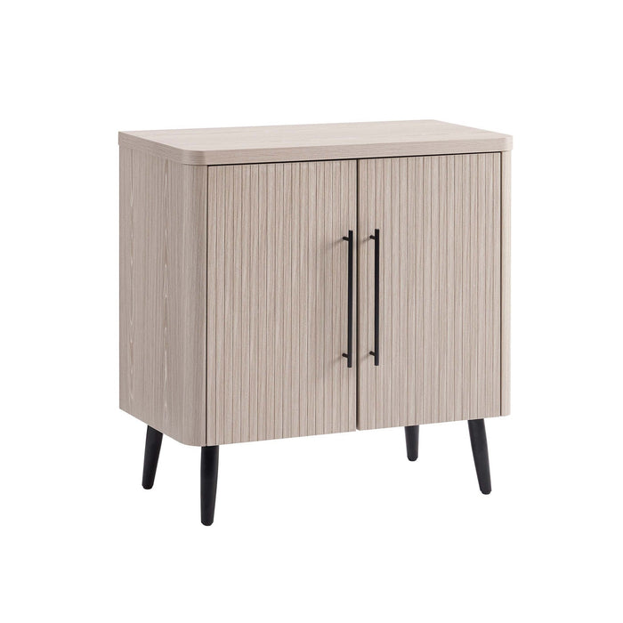 Jodie Mid-Century Modern 31\" Fluted Accent Cabinet in Whitewashed Oak 