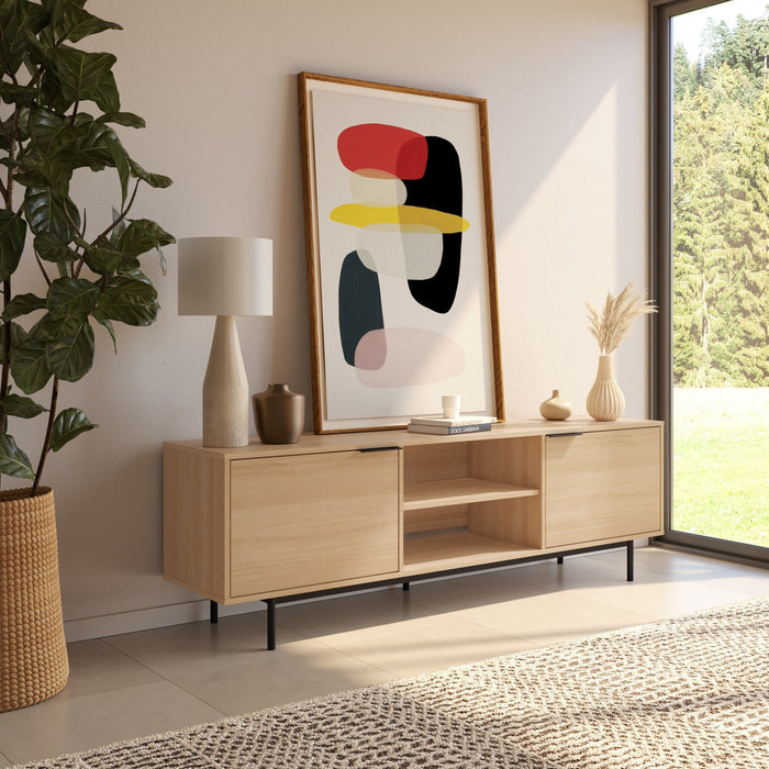 Nordika Hamilton 70\" TV Stand with 2 Storage Cabinets - Natural Blonde Oak 