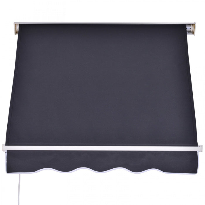Outsunny 4'x 2' Retractable Window Door Awning Patio Canopy Outdoor Sun Shade Shelter Dark Grey