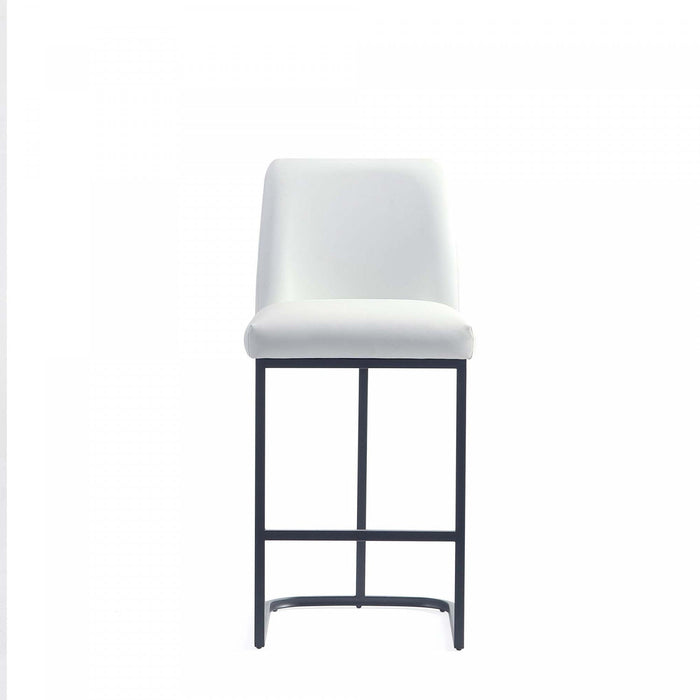 Serena Modern Metal Upholstered Counter Stool in White - Set of 2 Bar Stool 