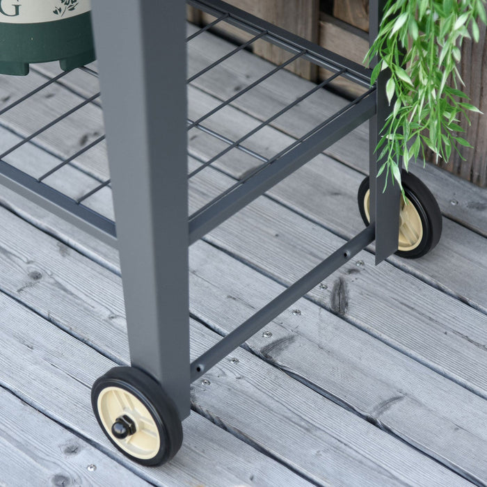 Outsunny 41\" X 15\" X 32\" Elevated Planter Box With Legs Raised Garden Bed Elevated With 2 Wheels, Bo
