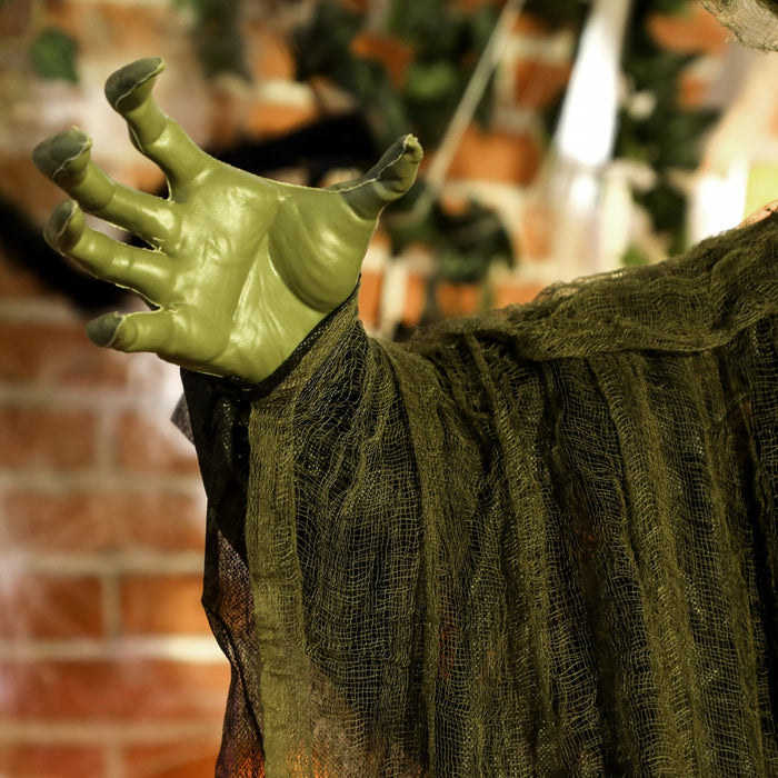 Outsunny Animated Halloween Decoration, Animatronics Witch, Green