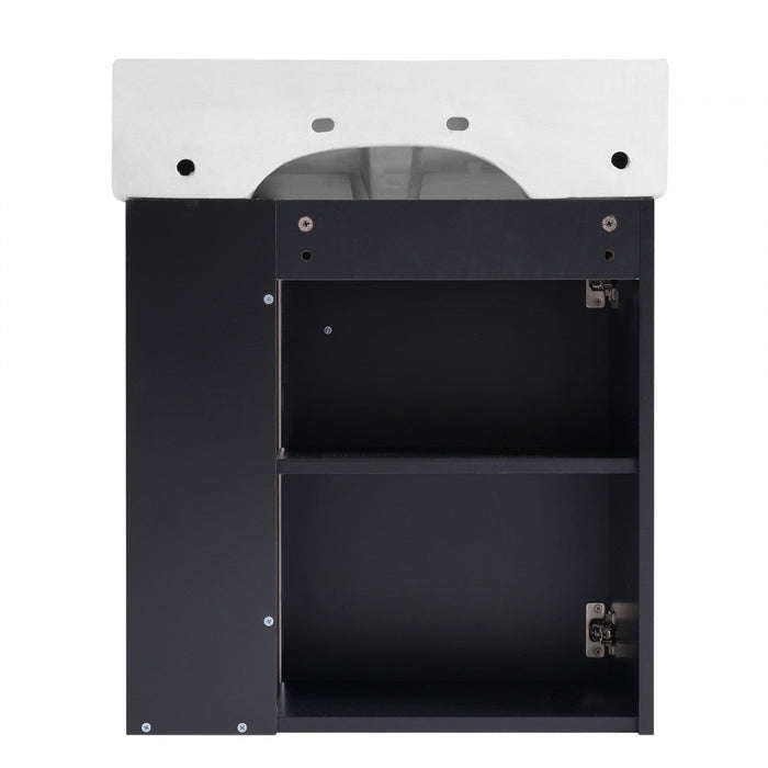 Rachel 21.6\" Floating Bathroom Vanity With Ceramic Basin, Soft-close Door, And Rightt Side Storage 