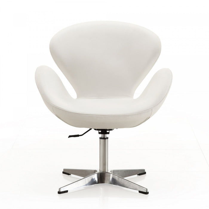 Raspberry Modern Upholstered Swivel Lounge Chair in White - Set of 2 Accent Chair 