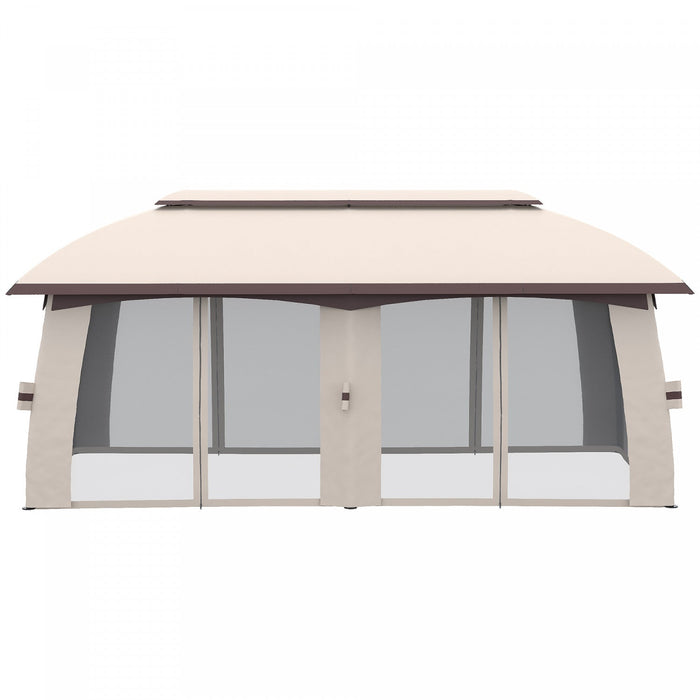 Outsunny 10' X 20' Patio Gazebo, Outdoor Gazebo Canopy Shelter With Netting, Vented Roof, Steel Fram