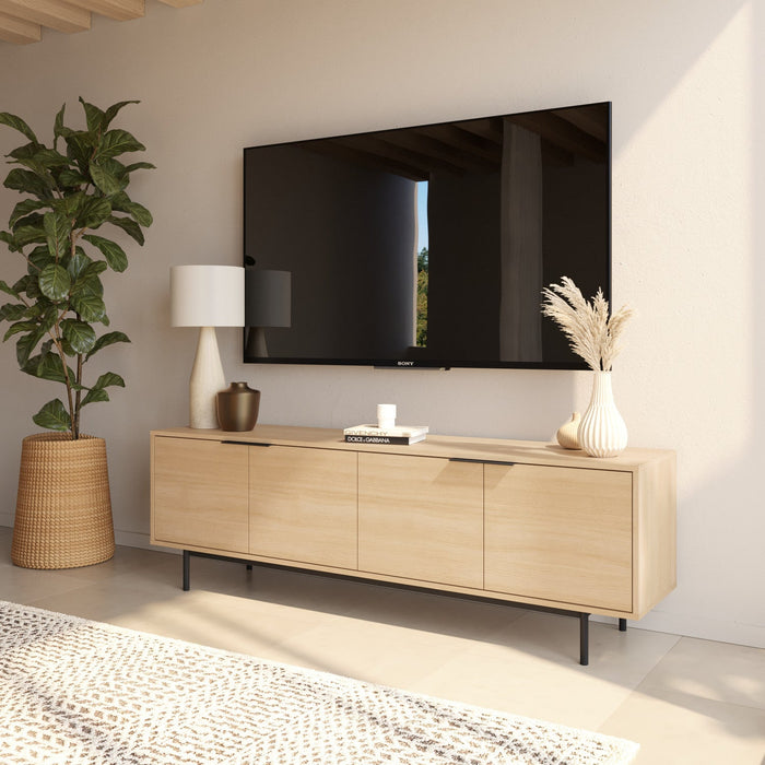 Nordika Hamilton 70\" TV Stand with 4 Storage Cabinets - Natural Blonde Oak 