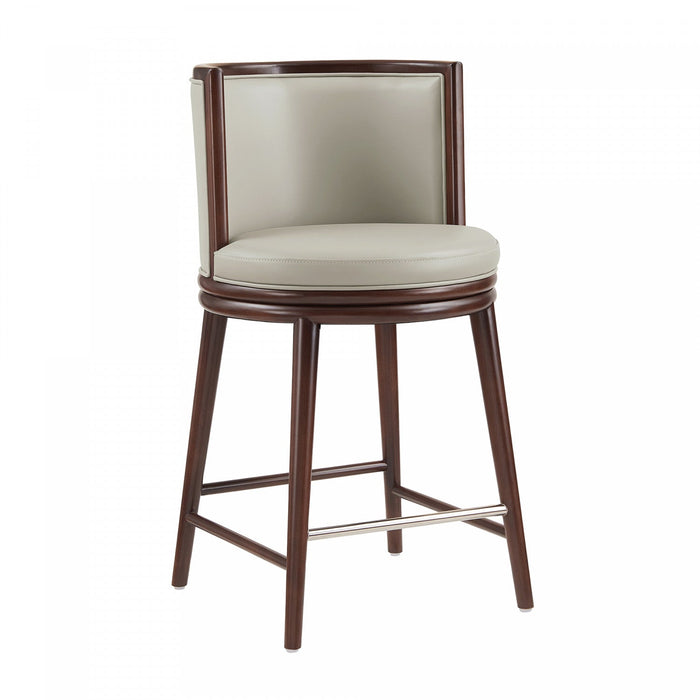 Evalyn Modern Wood Upholstered Counter Stool in Stone 