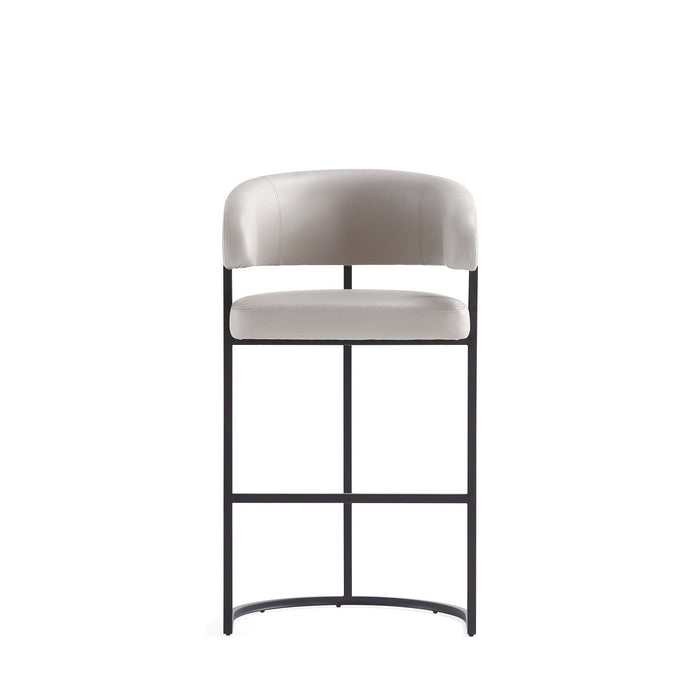 Augusta Modern Metal Upholstered Barstool in Light Gray - Set of 3 