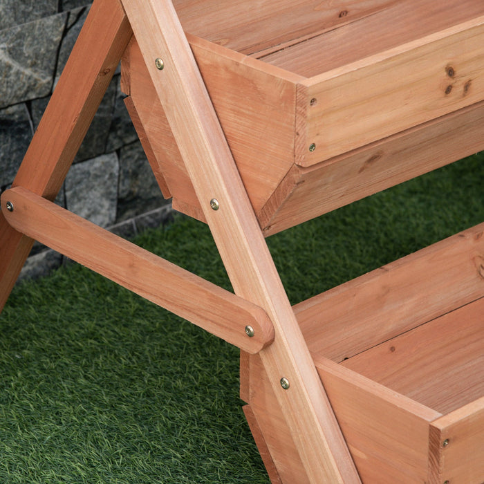 Outsunny 3 Tier Raised Garden Bed Vertical Wooden Elevated Planter Box Kit For Flowers, Vegetables, 